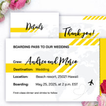 Sunny Yellow Boarding Pass Wedding Invites