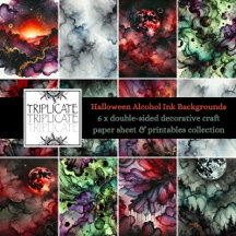 Spooky Halloween Alcohol Ink Scrapbook Backgrounds