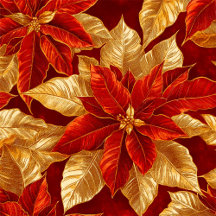 Beautiful Red Gold Vintage Christmas Poinsettias