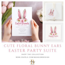 Cute Floral Bunny Ears Happy Easter Party Suite