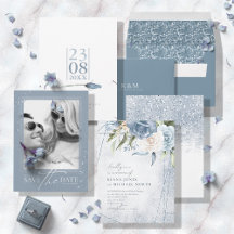 Floral Sparkles Wedding Dusty Blue