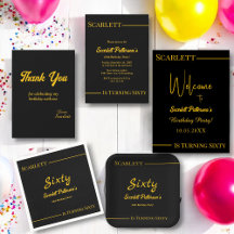 Simple Black And Gold Modern Birthday Collection