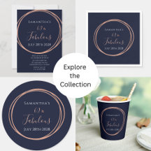 60 and Fabulous Birthday Party Navy Rose Gold