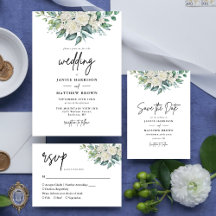 Elegant White Rose Greenery Floral Wedding Collect