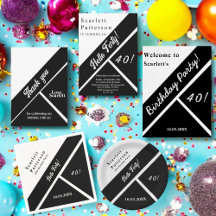 Elegant Modern Black And White Delicate Birthday