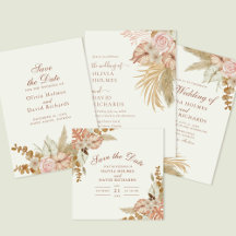 Modern Boho Floral Pampas Grass Wedding Collection