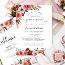 Elegant Blush Pink and Burgundy Quinceañera