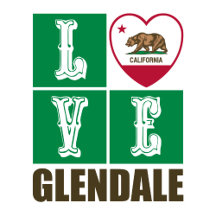Love Glendale California State Flag Heart