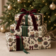 Preppy Tartan Teddy Bear Family Christmas