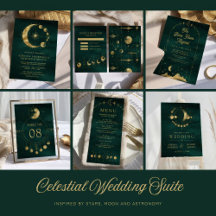 Celestial Stars Emerald Gold Moon Wedding Suite