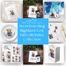 Snowboarding Highland Cow Kid’s Birthday