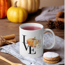 Modern Watercolor Orange Pumpkin With Love 