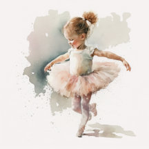  watercolor little,cute ballerina in a pink dress
