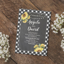 Sunflower Black White Gingham Wedding Collection
