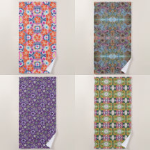 Beach Towels With Botanical Floral Plant Designs  