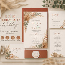 Boho Terracotta Wedding Invitations