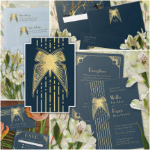 Art Deco Butterfly: Blue Gold Marble