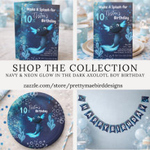 Navy & Neon Glow in the Dark Axolotl Boy Birthday 