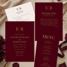 Elegant Burgundy & Gold Monogram Wedding Suite
