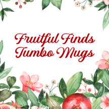 White Floral Pomegranate Faithful Finds Jumbo Mugs