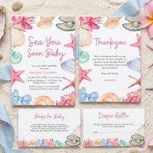 Seashells Beach Sea you soon Baby Shower