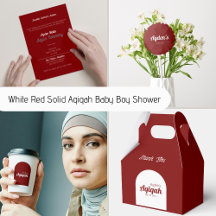 White Red Solid Aqiqah Baby Boy Shower