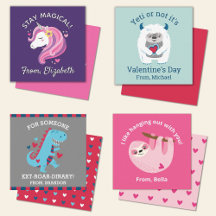 Kids Classroom Valentines Day Cards Stickers Gifts