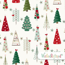 Modern Minimalist Christmas Tree Pattern Red Green