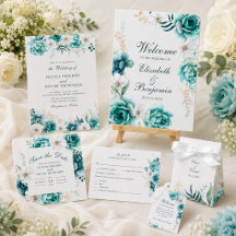 Teal Wildflower Botanical Wedding Suite