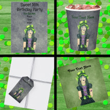 Pretty Goth Girl Green Hat Tattoos