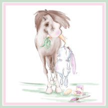 Osterkarten mit Pferd / Pony und Hase