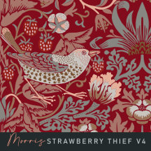 William Morris - Strawberry Thief V4 CARMINE RED