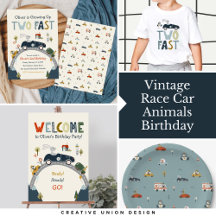 Vintage Race Car Animals Birthday Party