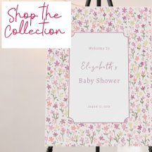 Simple Pink Flowers Baby Shower Supplies