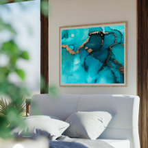 Turquoise Gold Agate Home & Office Decor