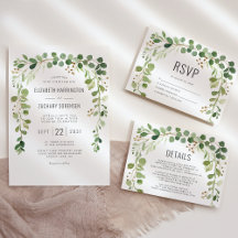 Eucalyptus Watercolor Arch Botanical Wedding Suite