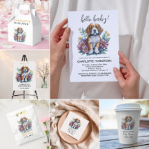 Modern Puppy Dog Terracotta Baby Shower