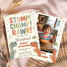Dinosaur Adventure Stomp & Roar 1st Birthday Invit