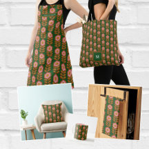 Vintage Florals - retro pink and green