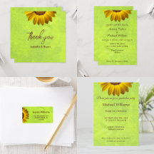 Yellow Flowers on Abstract Green Monogram