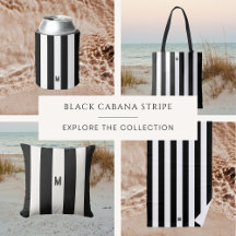 Classic Black & White Cabana Stripe w Monogram