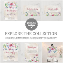 Colorful Butterflies Garden Baby Shower Set