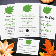 Elegant Green Fall Leaves Chic Wedding Collection