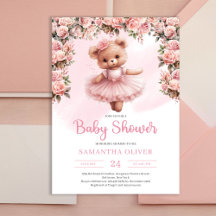 Pink tutu ballerina teddy bear Baby Shower