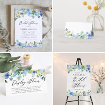 Blue Roses and Hydrangea Bridal Shower Collection
