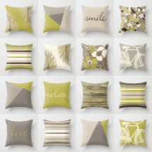 Lime Green Beige Taupe Cream Brown Retro Home