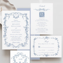 Classic French Victorian Blue Floral Wedding Suite