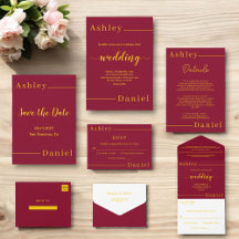 Delicate Burgundy And Gold Luxury Modern Wedding