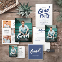 Simple Modern Brush Script Grad Party
