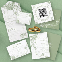 Sage green and white flowers wedding collection